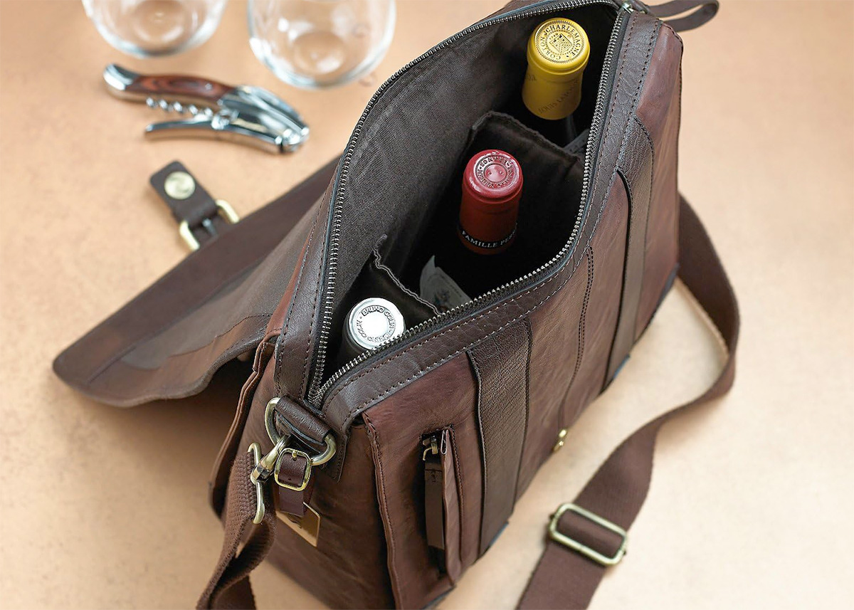 How I Carry Wine: Stylish Insulated Leather Wine Bags - XOG Wine